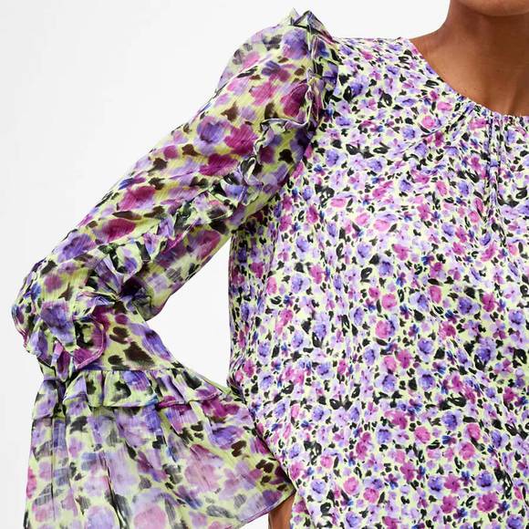 NEW FRENCH CONNECTION alezzia ely jacquard mix top in sharp green - Picture 4 of 4